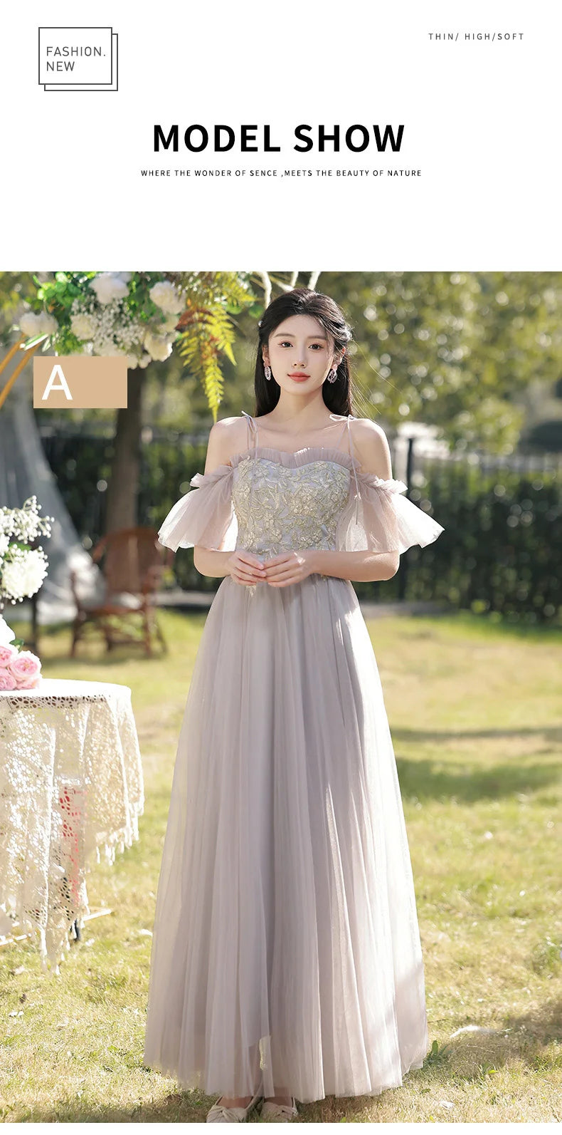 Temperament Grey Bridesmaid Dress Long Wedding Sisters Group Gown Elegant Applique Tulle Off Shoulder Banquet Party Vestido - Seprincess