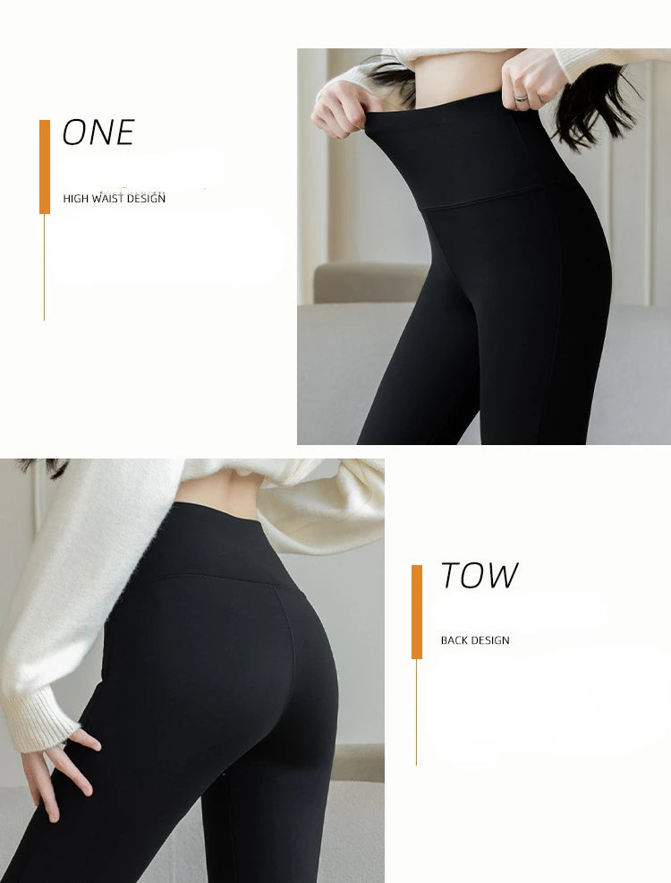 Autumn Winter High Waist Flared Shark Pants Women Adding Velvet and Thicken Leggings Stretchy Hip Liftting Sports Casual Pants