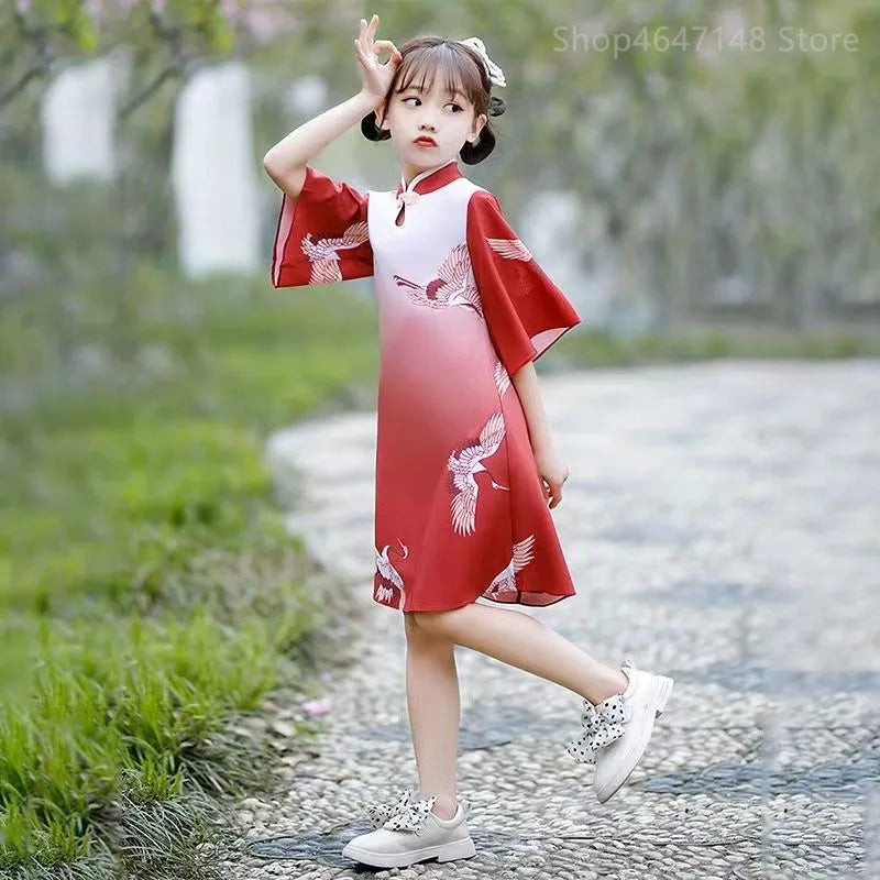 Kids Hanfu Dress Elegant Princess Dress Summer Dresses Chinese Cheongsams For Girls Traditional Chinese Dress Toddler Dress - Seprincess