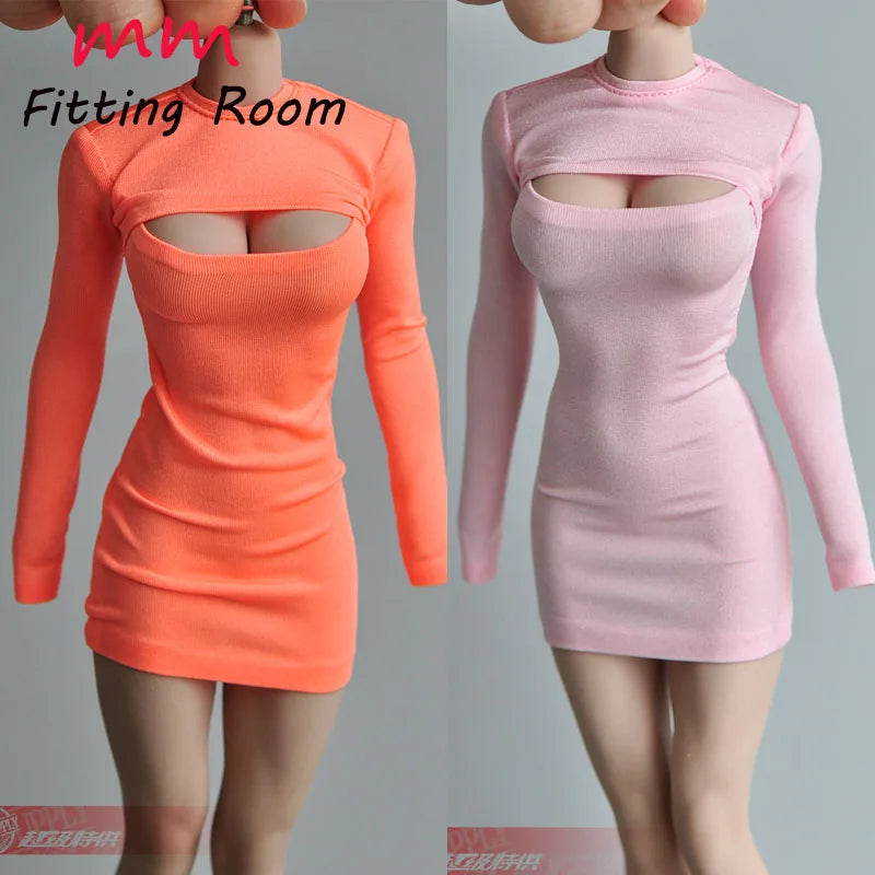 1/6 female sexy Clothes Female open chest Long T-shirt Long Dress fit 12'' TBLeague JIAOU DOLL action figure - Seprincess