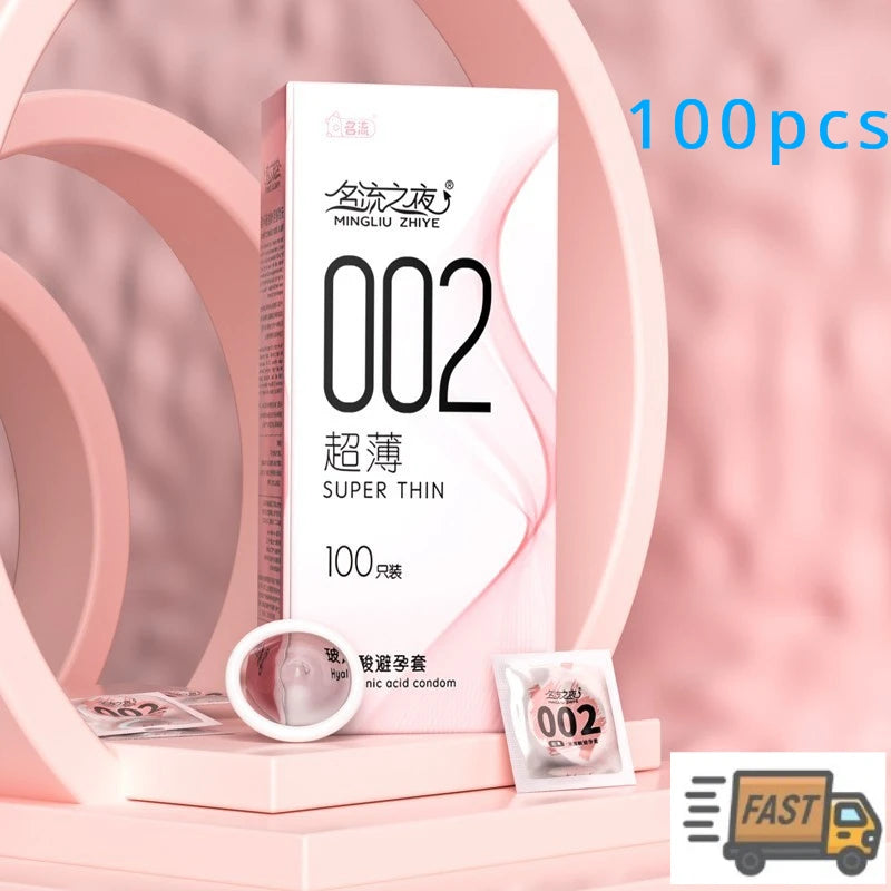 Hyaluronic Acid Condom 50/100pcs Ultra Thin Penis Sleeves Natural Latex Smooth Contraception Condoms Erotic Products Sex Shop - Seprincess