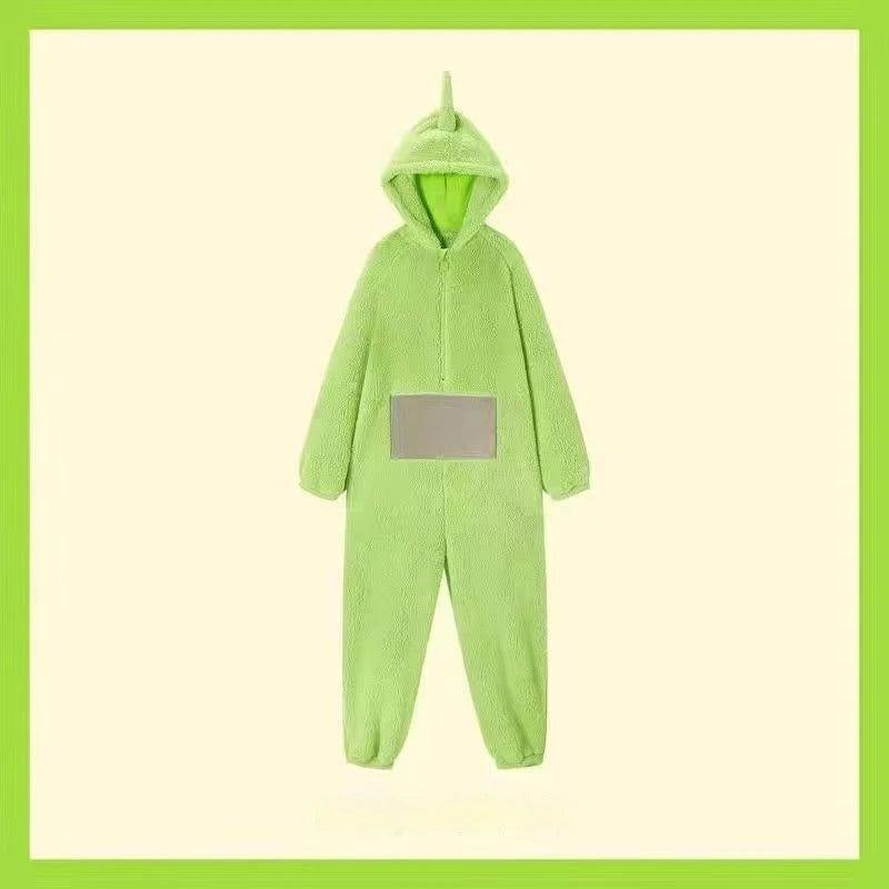 Winter Teletubbies Children'S Coral Velvet Cute One Piece Cartoon Loose And Comfortable With Thick Velvet For Parent Child Wear - Seprincess