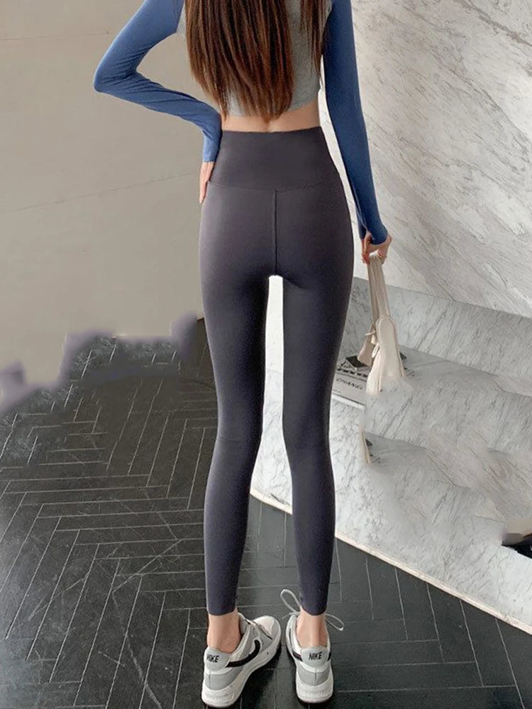 Casual Ankle-length Gym Legginsy Trousers Fashion Slim Yoga Leggings Pants Women New High Waist Seam Pencil Leggins Pantalones