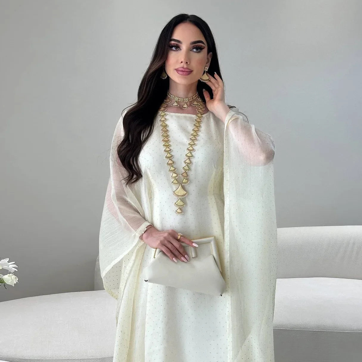 Eid Plain Abaya Butterfly Dress Muslim Saudi Gulf Abayas for Women Dubai Luxury Turkish Dresses Modest African Islamic Clothing - Seprincess