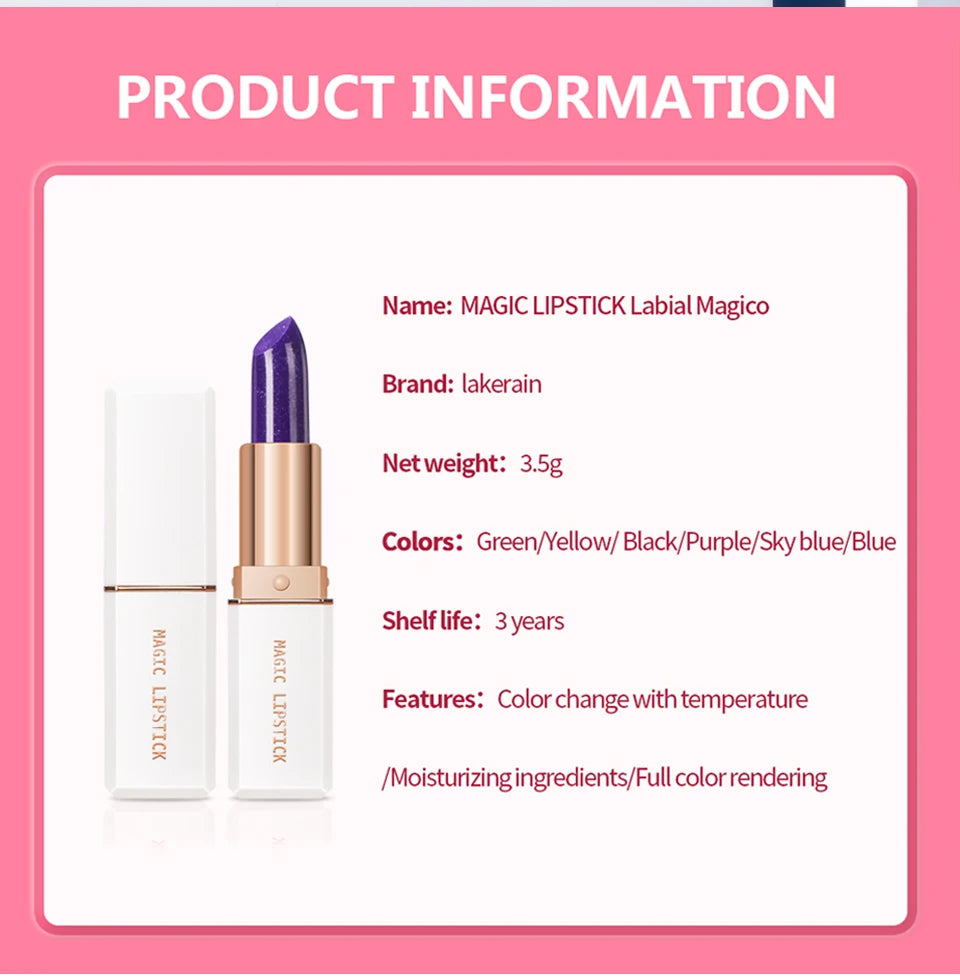 lakerain 6 Colors Magic Lipstick Temperature Color Changing Lip Stain Gloss Moisturizing And Long Lasting Waterproof Lip Balm - Seprincess