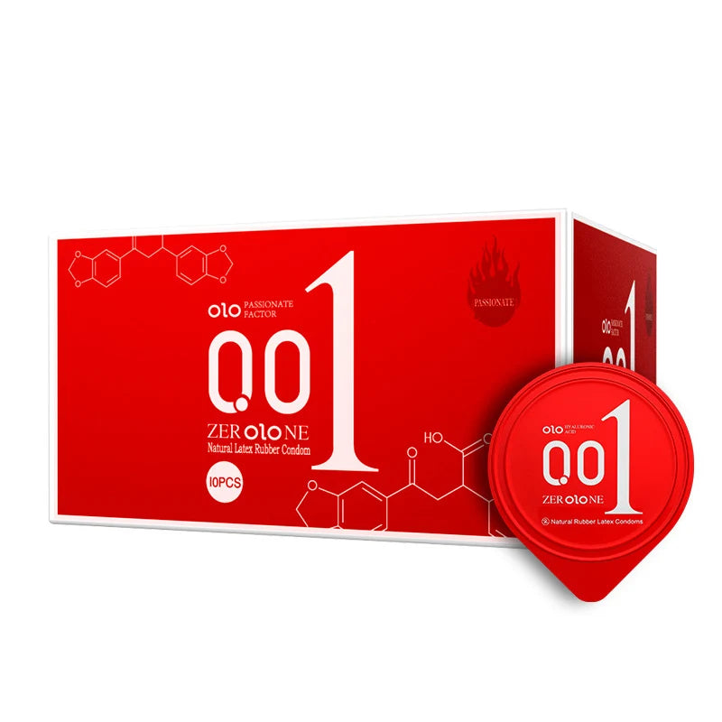 OLO ULTRA THIN CONDOM 0.01 Feeling Penis Sleeve Hyaluronic Acids Rubber latex Ejaculation Delay dotted Condoms intimate sex toy - Seprincess