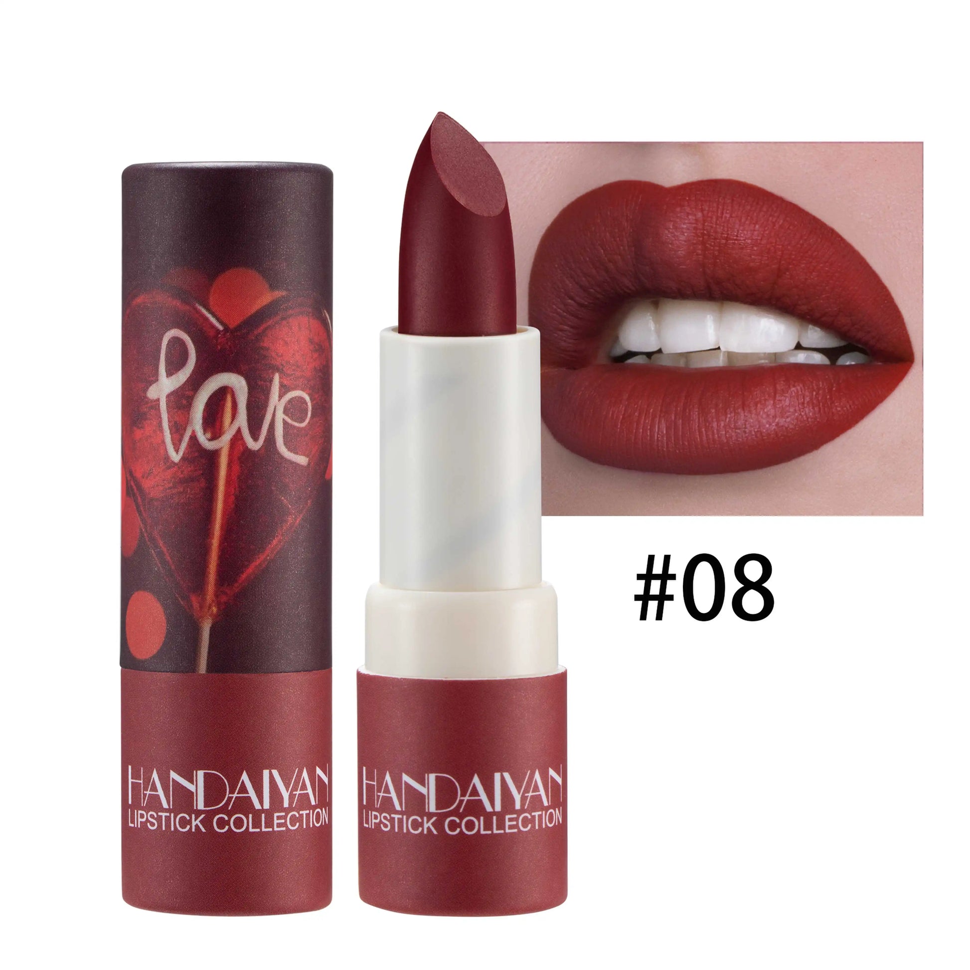 Handaiyan 8 Colors Matte Waterproof Velvet Nude Lipstick Sexy Red Brown Lip Matt Pigments Makeup Long Lasting Profissional - Seprincess