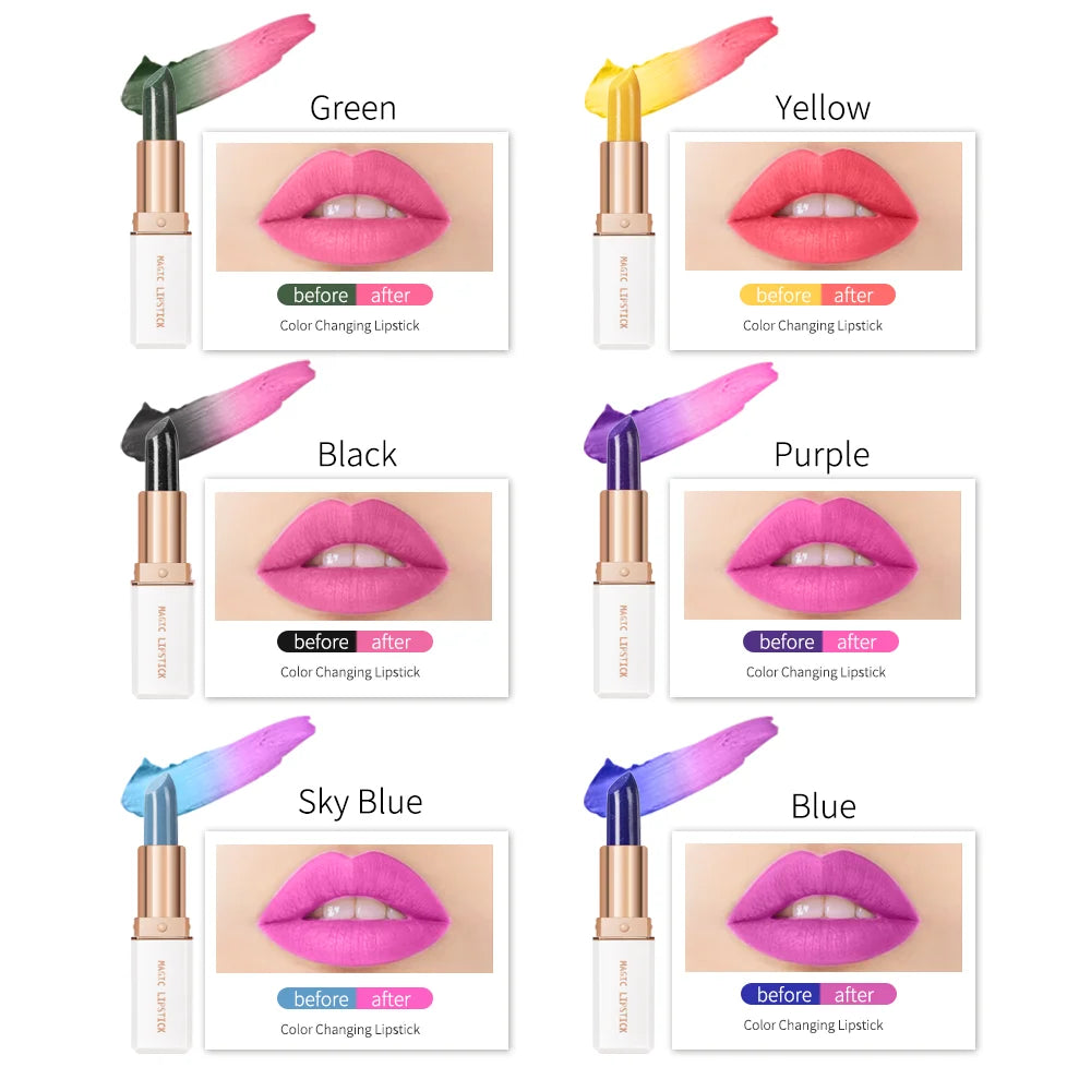 6 Color Magic Lipstick Temperature Color Changing Lip Stain Gloss Moisturizing And Long Lasting Waterproof Lip Balm lakerain - Seprincess