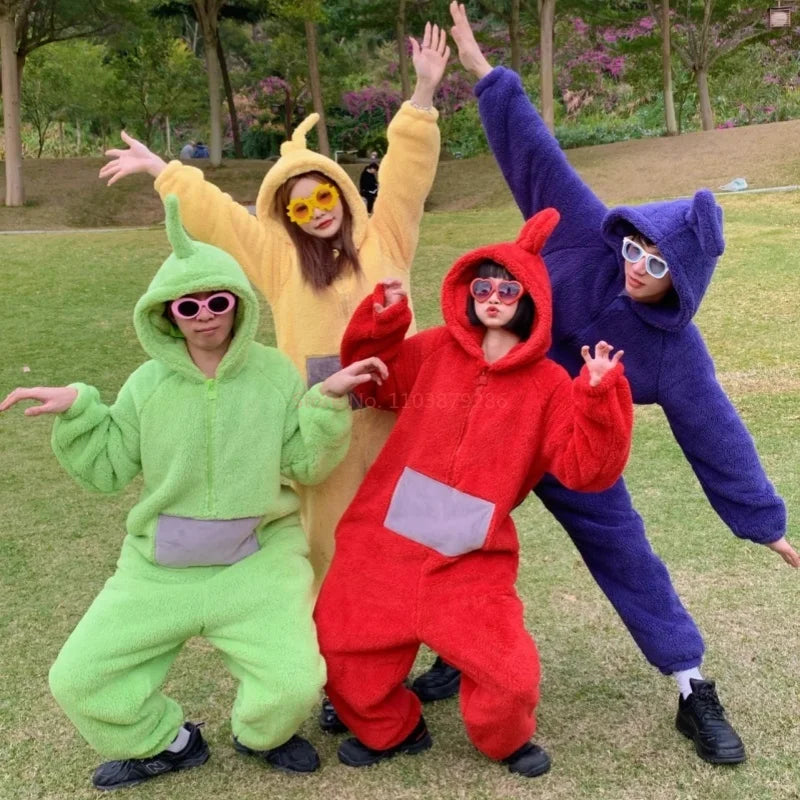 Cute Kids Adult Teletubbies Costumes Soft Long Sleeves Piece Pajamas Costume Lala Home Clothes Cosplay Unisex Hallowe Party Wear - Seprincess