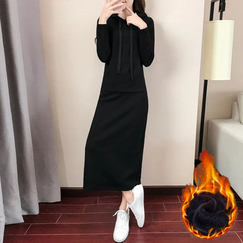 Dresses Hooded Pullover Sweatshirt Women's Female Clothing Korean 2024 New Spring Autumn Winter Fashion Long Sleeve Streetwear - Seprincess