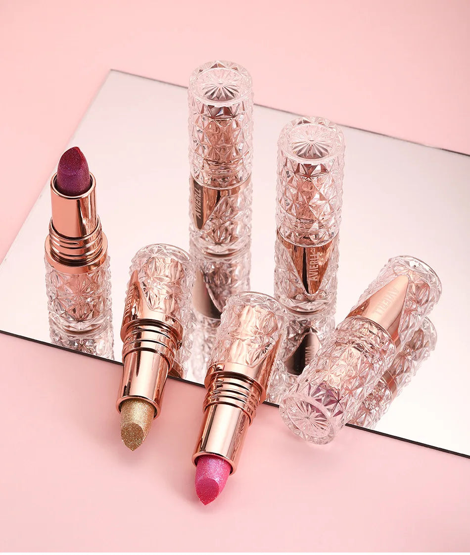 6 Color Pearlescent Sparkling Lipstick Matte Glitter Waterproof Long Lasting Pearl Shine Lip Gloss White Shimmer Sexy Lip Makeup - Seprincess