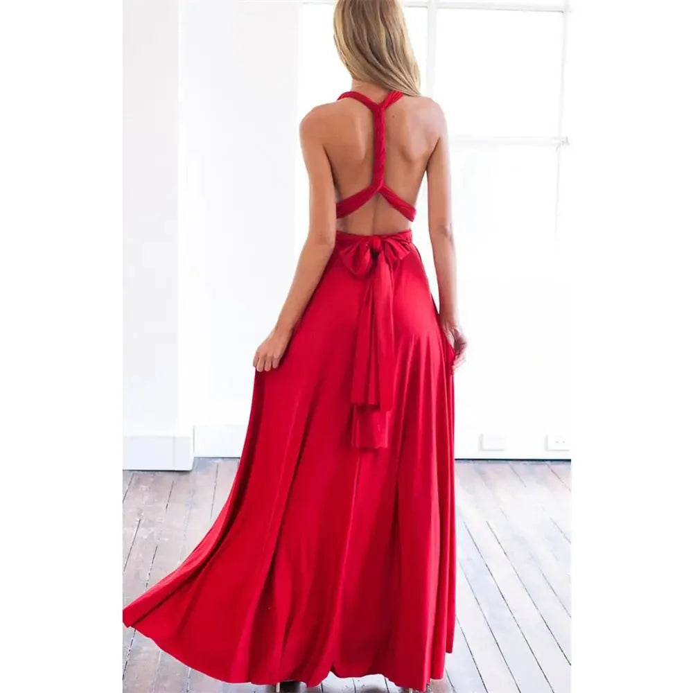 Sexy Women Multiway Wrap Convertible Boho Maxi Club Red Dress Bandage Long Dress Party Bridesmaids Infinity Robe Longue Femme - Seprincess