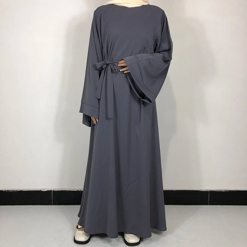 15 Colors Basic Plain Nida Abaya With Free Belt High Quality Muslim Women Modest Simple Dress EID Ramadan Islamic Clothing - Seprincess