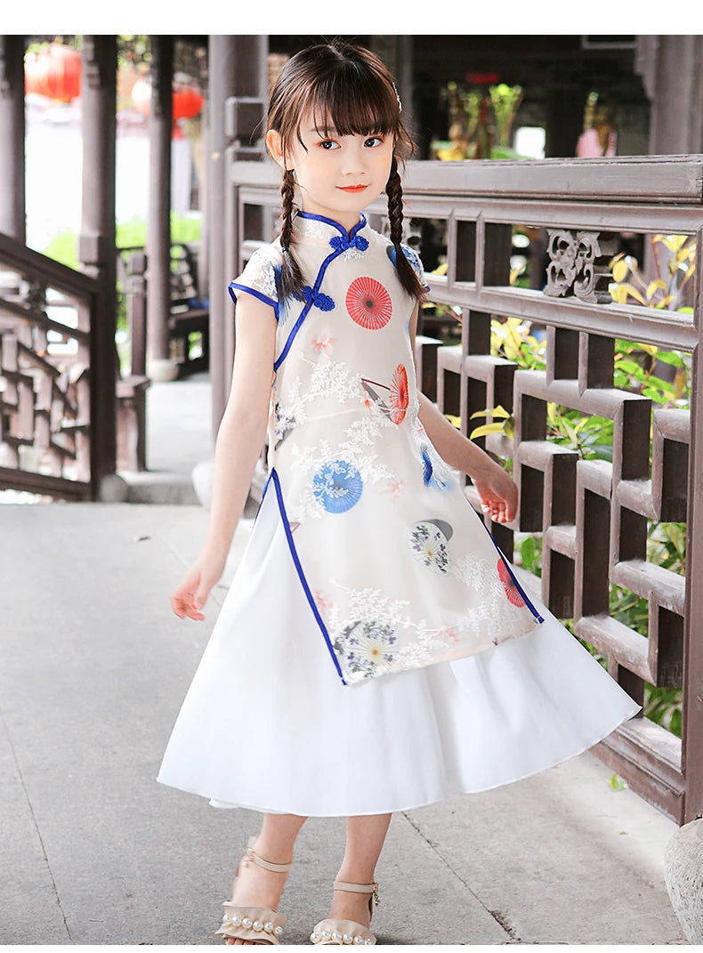 1pcs/lot chinese style children Girl Traditional Cheongsam Hanfu Dress Kids Princess Costume - Seprincess