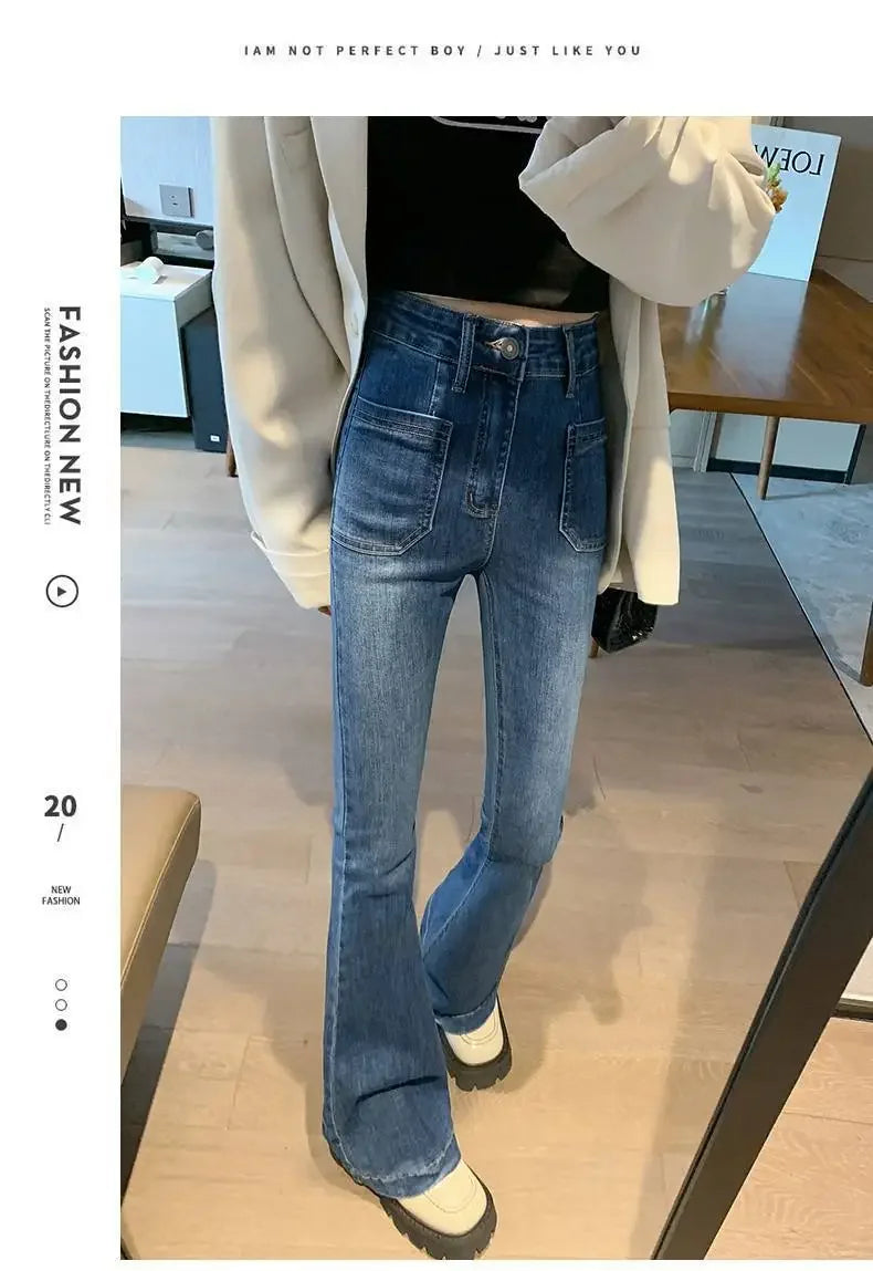 Vintage High-waisted Slimming Jeans Women's Autumn Winter New Style Versatile Long Pants Flattering Slim Fit Smooth Silhouette