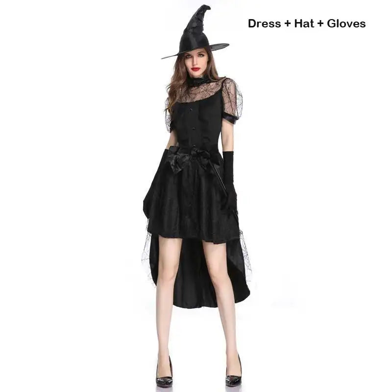 Witch Costume Women Fancy Dress Witch Wizard Cosplay Clothes Long Dress For Adult Elder Girls Halloween Costume - Seprincess