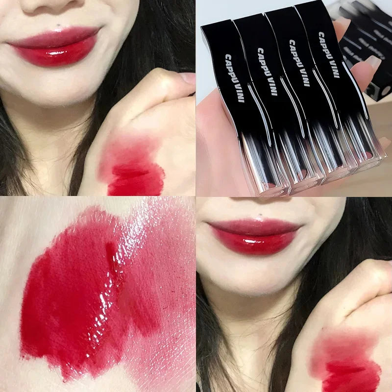 New Jelly Mirror Black Tube Lipstick Long Lasting Non-stick Cup Moisturize Water Light Lip Gloss Korean Lips Makeup Cosmetic 1pc - Seprincess