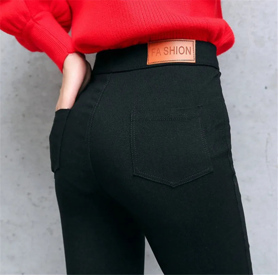 Womens Super Stretch Comfy Denim Skinny Pants  Butt Black Skinny Jeans Elastic Waist Ankle Legging