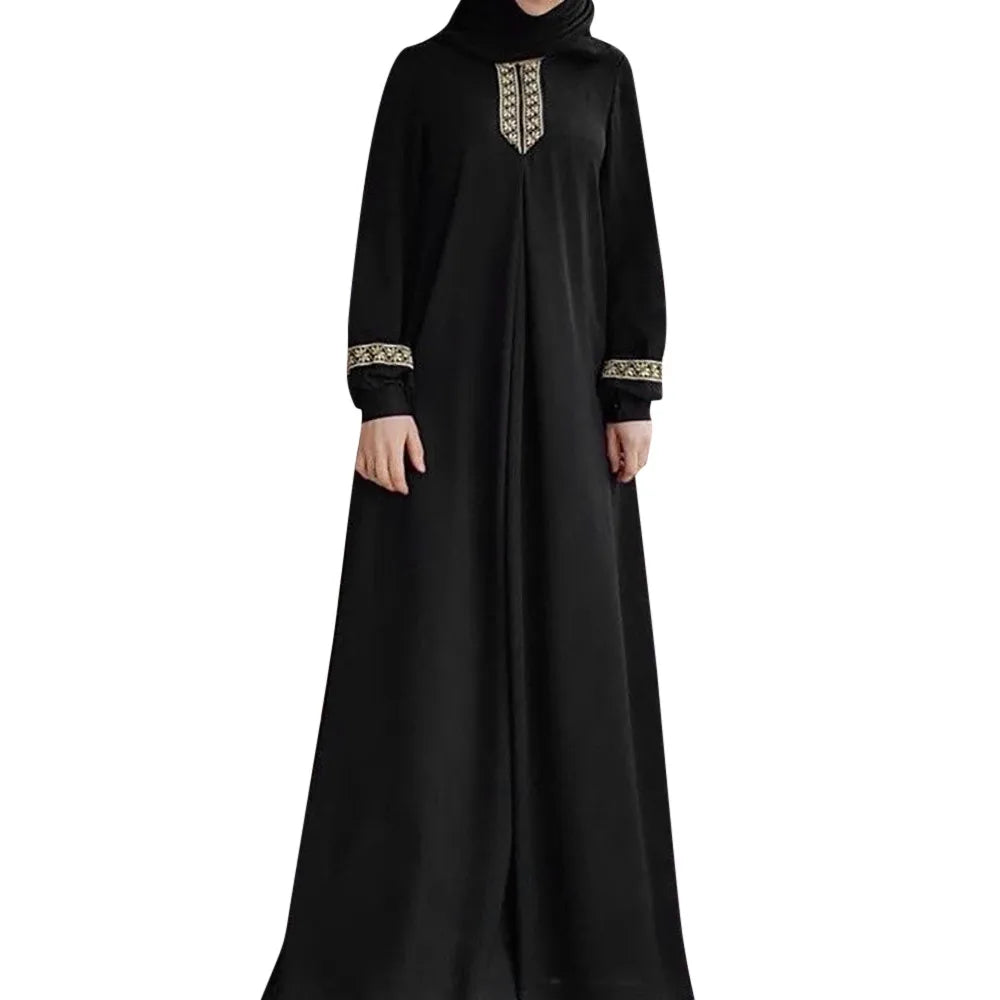 Casual Long Sleeved Ramadan Prayer Outfit Women's Oversized Loose Printed Muslim Long Dresses Islamic Dubai Turkish Modest Abaya - Seprincess