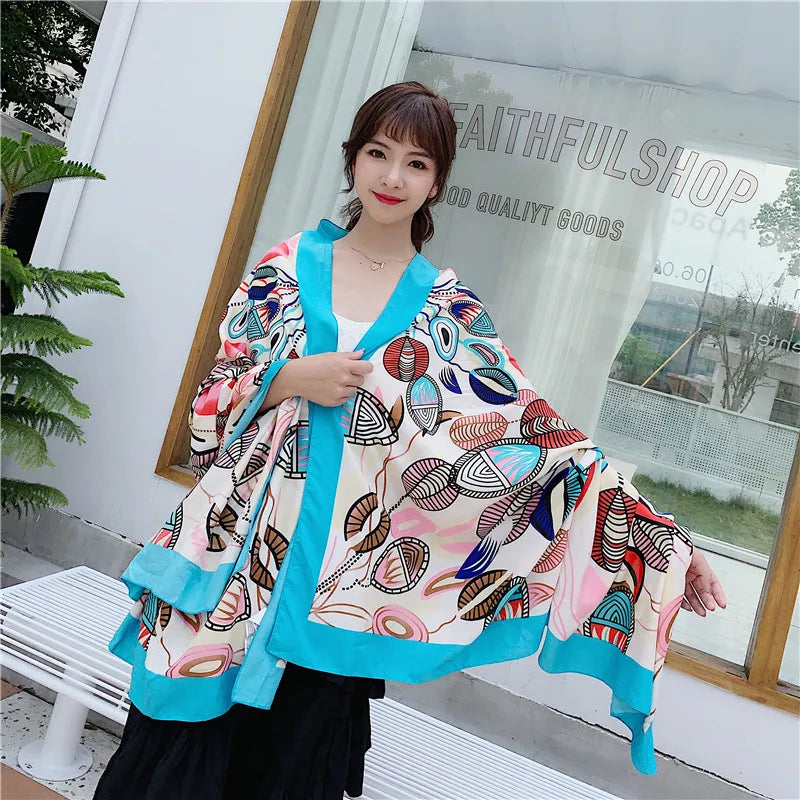 140x180cm Celebrity With The Same Cover-Ups Women Large Beach Dress Bikini Bathing Swimwear Sunburn Protection Sarong Wrap Scarf