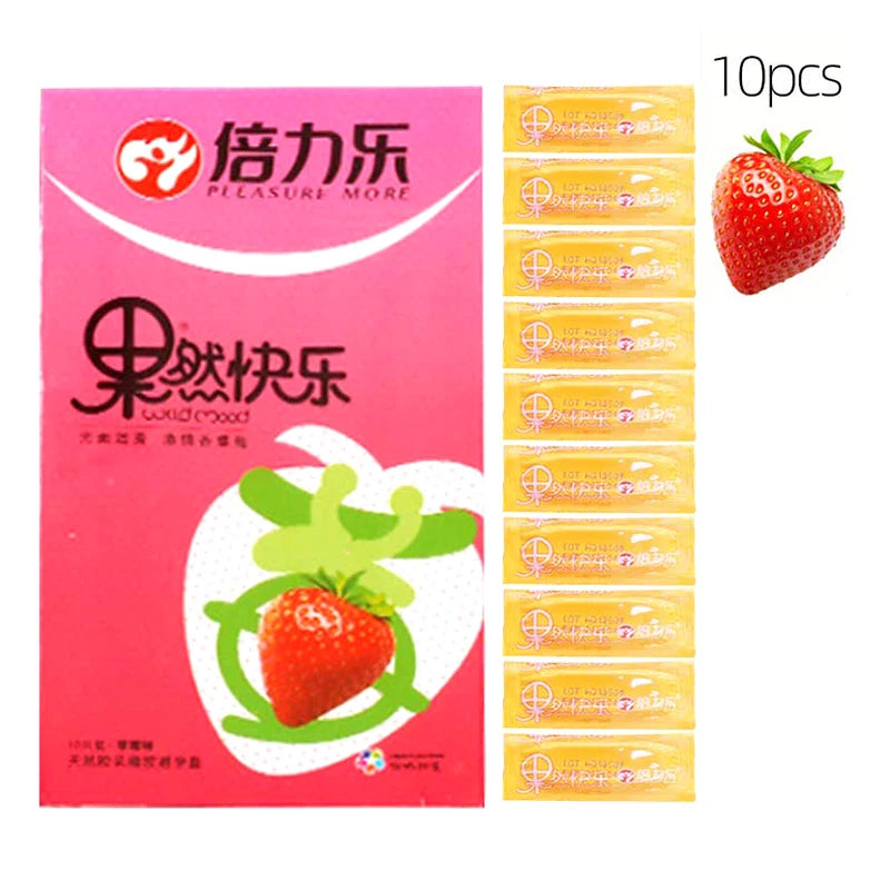 52mm Condoms Penis Sleeve Fruit Flavor 10 Pack Natural Latex Condoms Extra Lubricated Six Styles Adult Safer Sex Health Toys - Seprincess