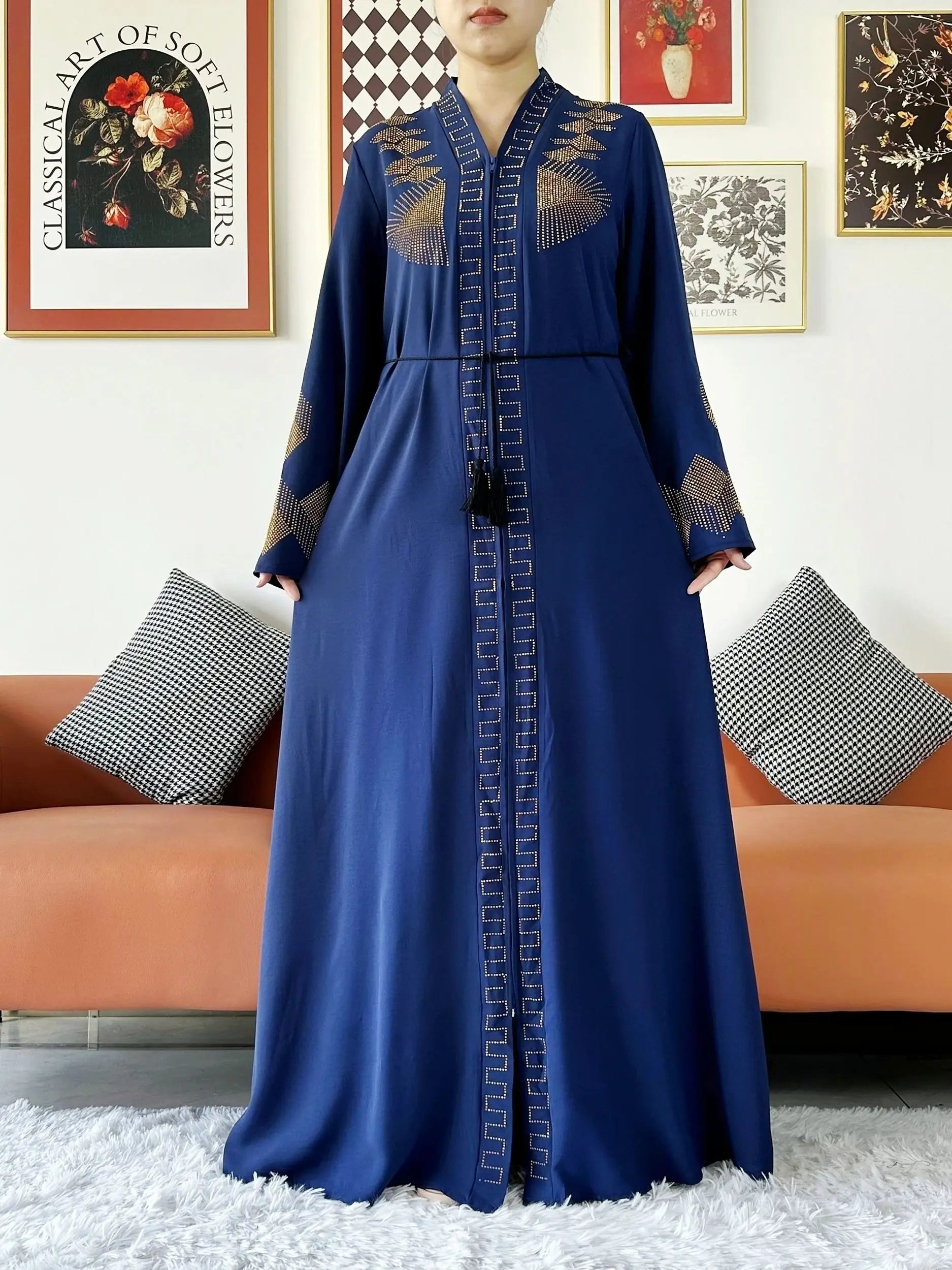 New Women Elegant Dress Chiffon Open Abaya with Zipper Muslim Women Dress Islamic Clothing Cardigan Abaya Women Muslim Dress - Seprincess