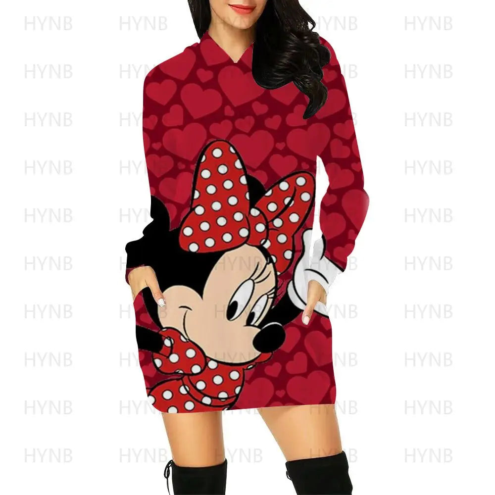 Sweater Dress Elegant Dresses for Women Long Sleeves Luxury Party Hoodie Disney Kawaii Mickey Women's 2024 Mini Minnie Mouse Y2k - Seprincess