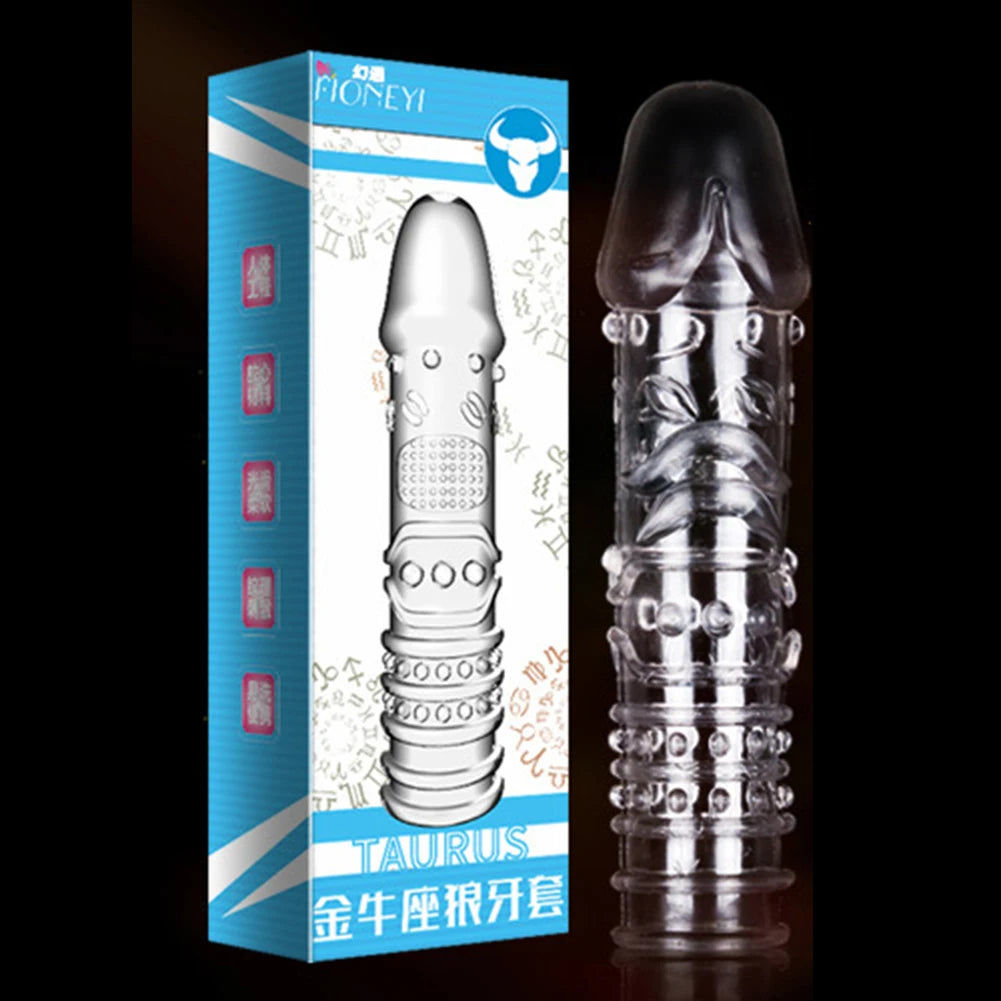 Wolf's Tooth Condom Crystal Single Box Large Particle Stabbing Penis Sleeve Reusable Cock Ring Extender Erotic Condoms for Men