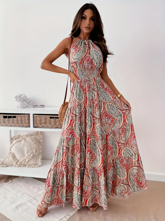 Contrast Color Female Dresses Elegant Loose Summer 2024 Beach Women’s Long Dress High Waist Sleeveless New Fashion Midi Length - Seprincess