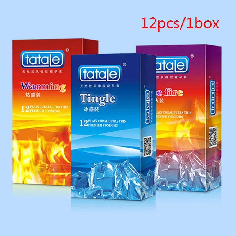 Fama male Condom for men delay ejaculation ICE Hot Feeling orgasm sensitive Condoms Super Lubricated penis sleeve adults 18+ - Seprincess