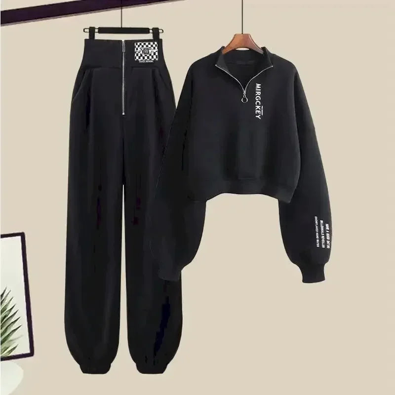 Y2k Streetwear Hoodies+Casual Sweatpants Suit Women 2023Autumn Zipper Pullovers Sweatshirts Harajuku Two Piece Sets Kpop Clothes - Seprincess