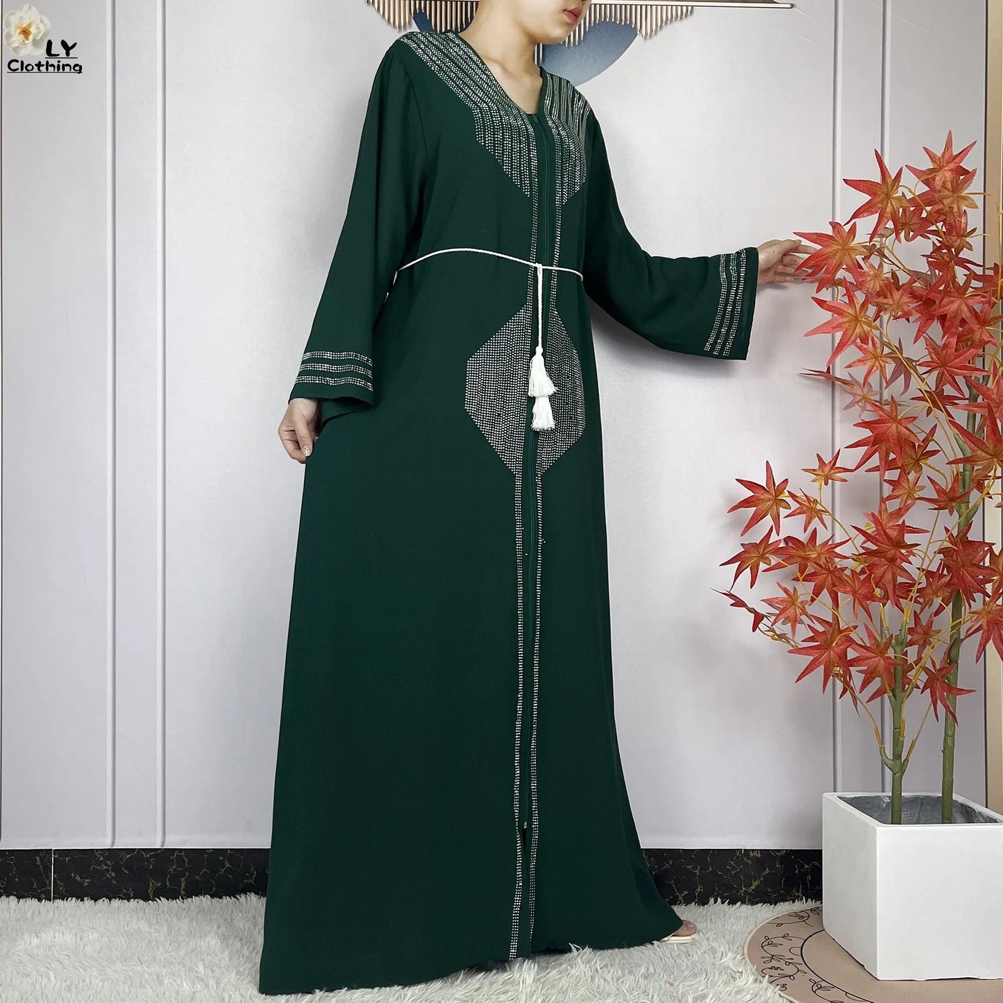 2024 For Women Elegant Dresses Dubai Party Outfits Long Sleeved Chiffon Dashiki Muslim Women Robe Open African Abaya Clothing