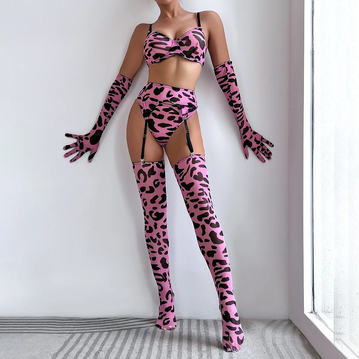 Sexy Bodysuit Leopard print tight binding bra set sexy hot underwear women Fantasy clothing open crotch latex bodysuit woman xxx - Seprincess