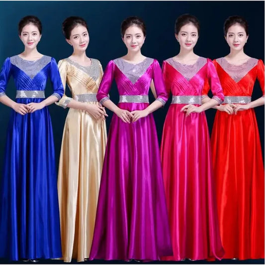 2019 Women's Dancing Stage Wear choral service dress middle-aged choir chorus costumes stage performance clothing female dress - Seprincess