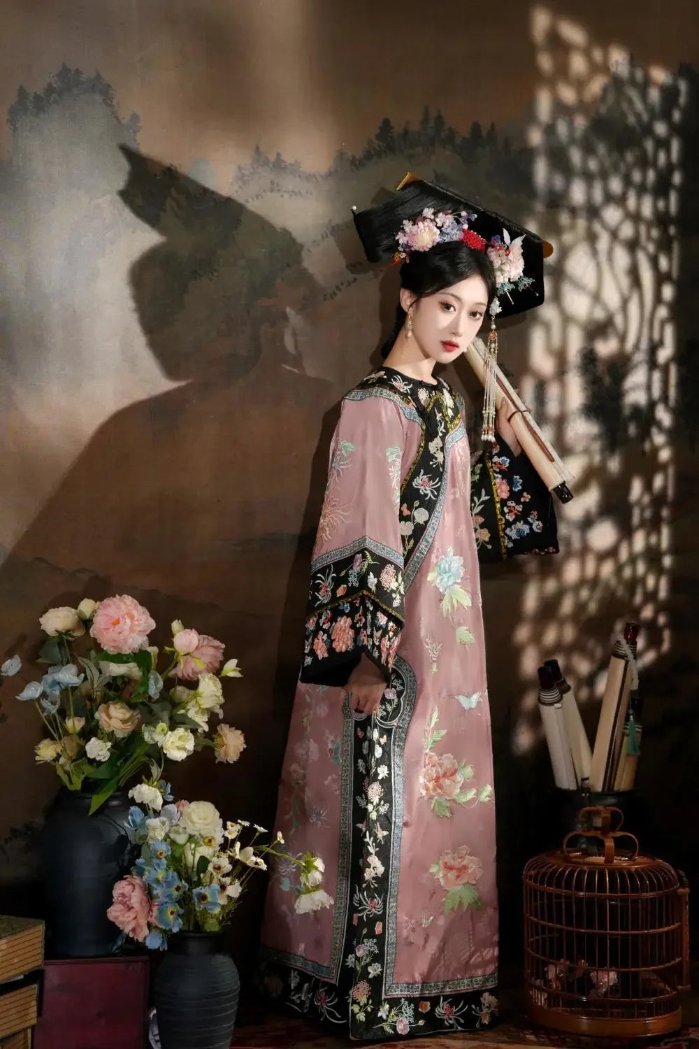 4 Colors Autumn Late Qing Dynasty Clothing Qipao Chinese Traditional Dress for Women Hanfu Exquisite Embroidered Long Cheongsam - Seprincess