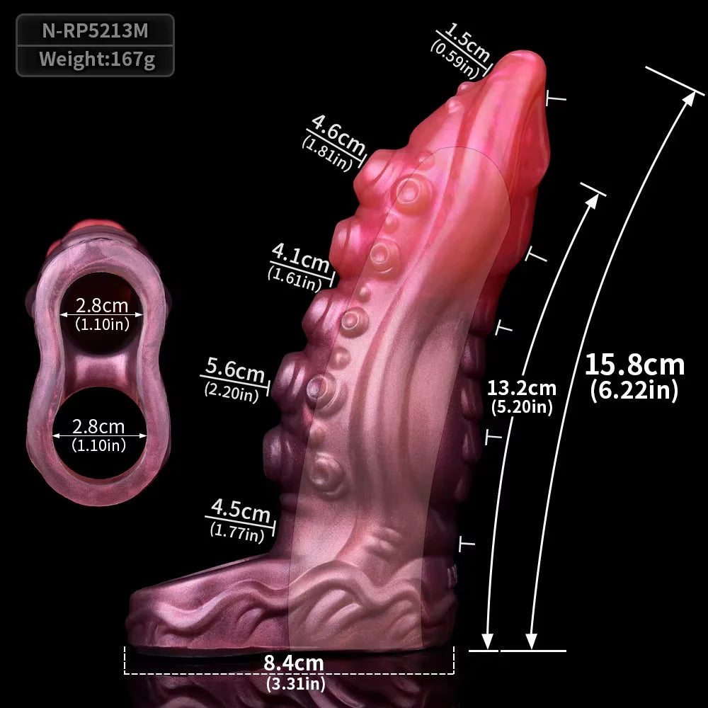 FAAK Large Silicone Fantasy Knot Penis Sleeve  Cock Enlargement Sex Toys For Men Delay Ejaculation Size M L