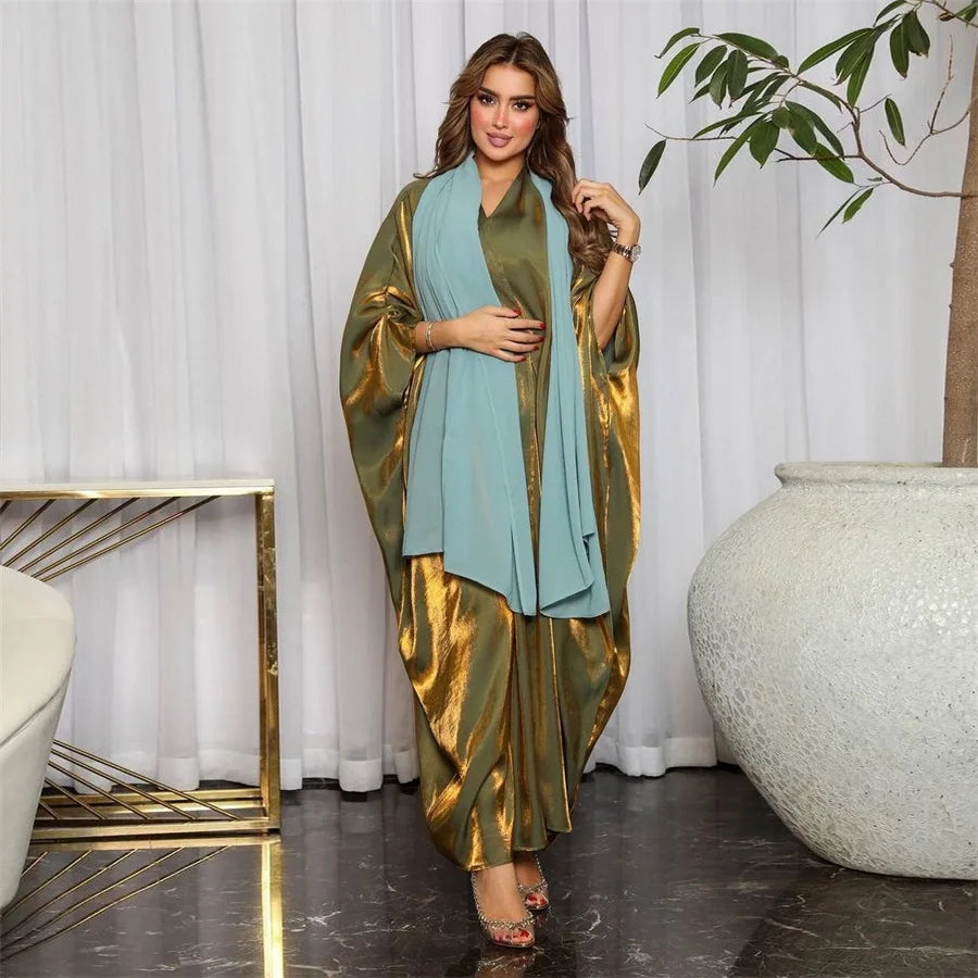 Siskakia Kimono Abayas for Women Modest Muslim Moroccan Dubai Fashion Casual Open Abaya Silk Satin Corban Eid Al Adha 2023 New