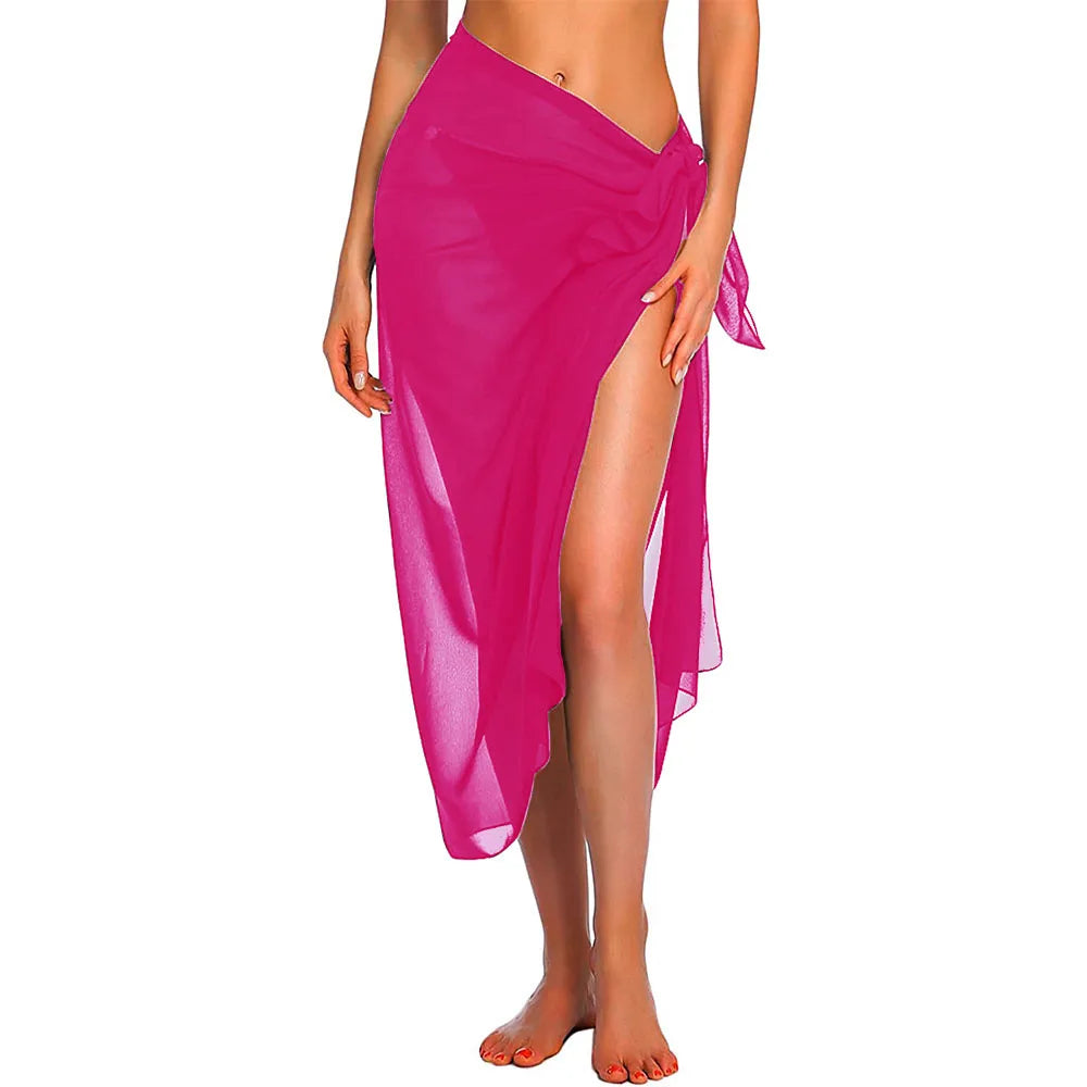 Womens Long&Short Sarong Swimsuit Coverups Summer Beach Bikini Wrap Sheer Short Skirt Scarf for Swimwear Cover-ups