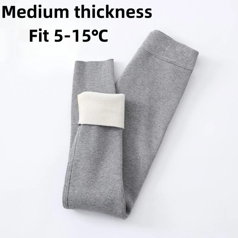 Ribbed Autumn Winter Girls Leggings Cotton Trousers Kids Pants Warm Fleece Pant Elastic Black Gray Solid Children Leggings