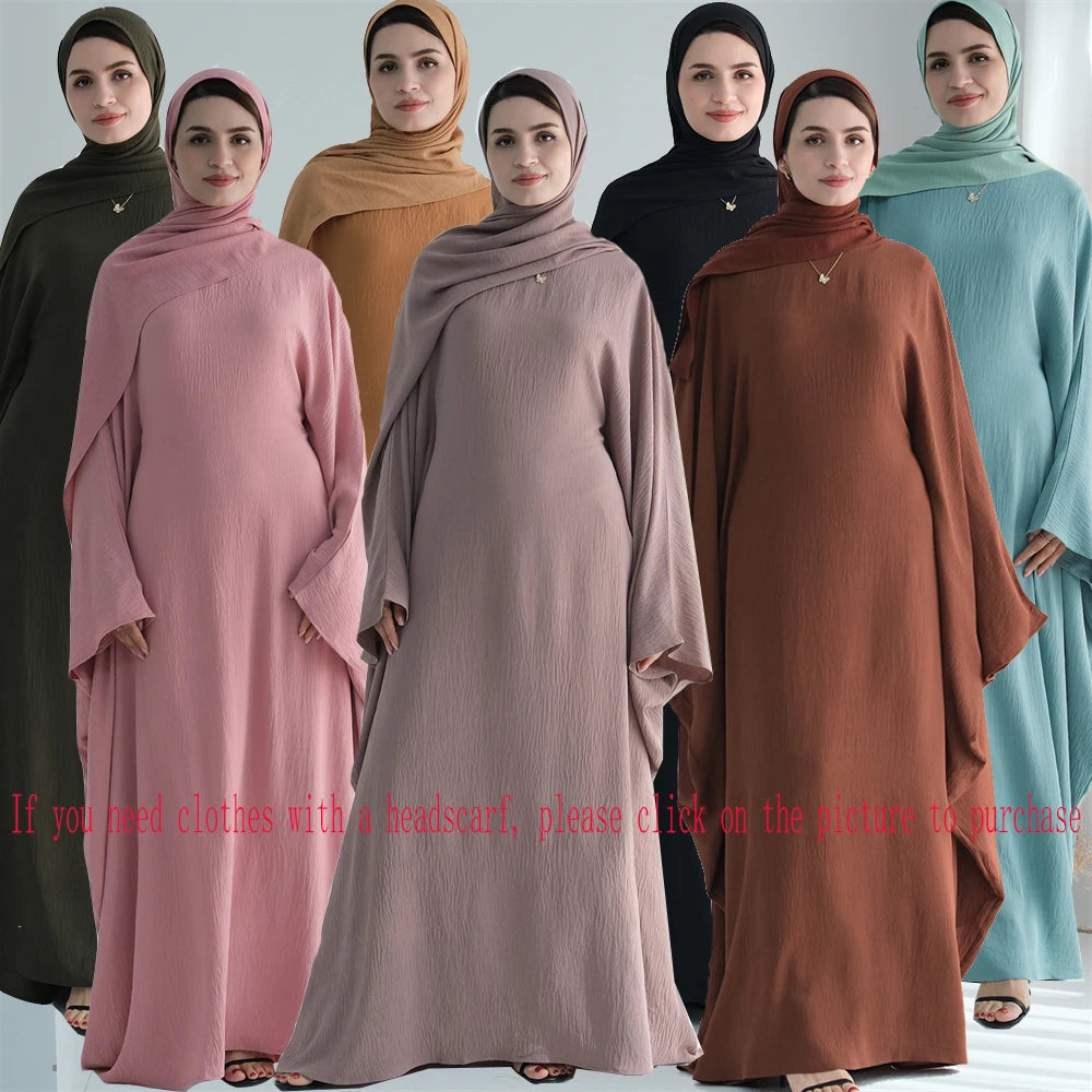 Summer Soft Crepe Like Linen Khimar Butterfly Batwing Abaya Dubai Luxury 2024 Islam Muslim Kaftan Modest Dress For Women Kebaya - Seprincess