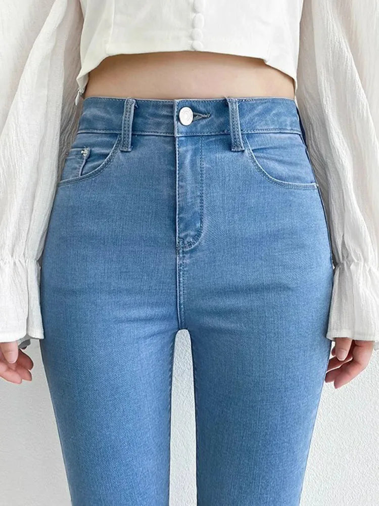 High Waist Skinny Pencil Jeans Woman Large Size Streetwear Slim Stretch Denim Pants Spring Korean Fashion Casual Kot Pantolon