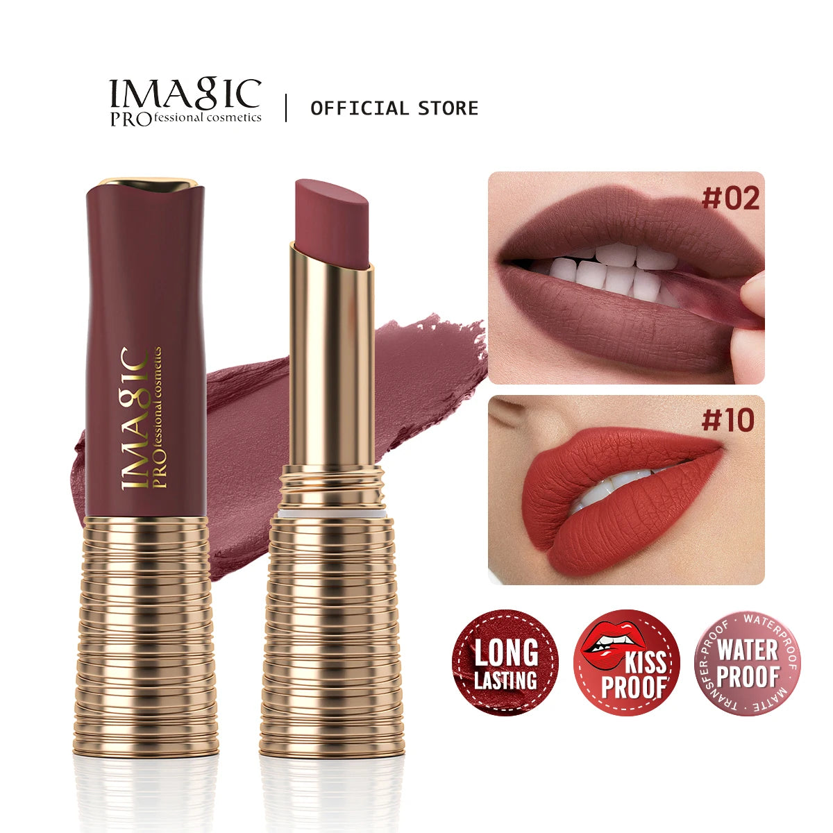 IMAGIC Lipstick Matte Long Lasting  No-stick Lipstick Waterproof Makeup Lip Stick Smudge-free Classic Highly Pigmented Lip Tint - Seprincess