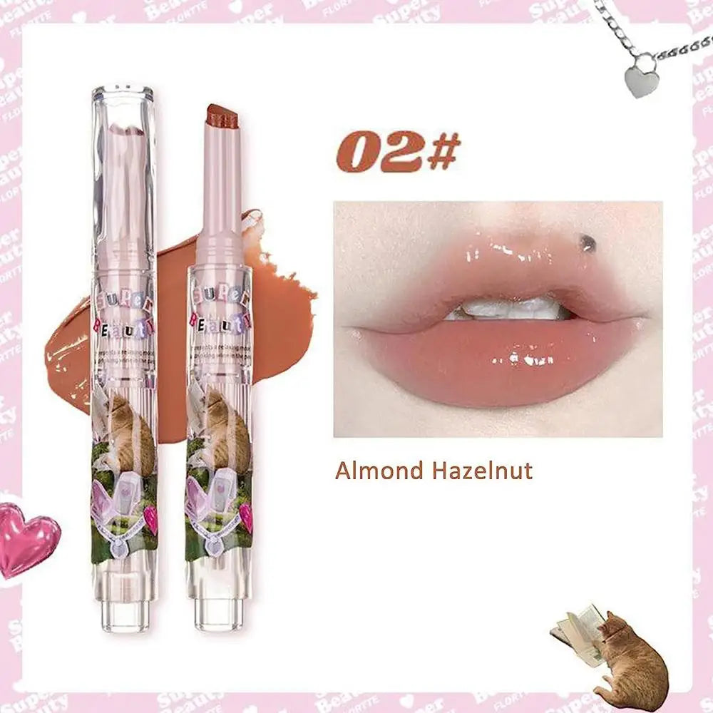 1pcs Flortte Love Shape Lipstick Flower Jelly Water Lip Gloss Clear Light Hydrating Lip Tints Non-stick Cup Korea Cosmetic - Seprincess