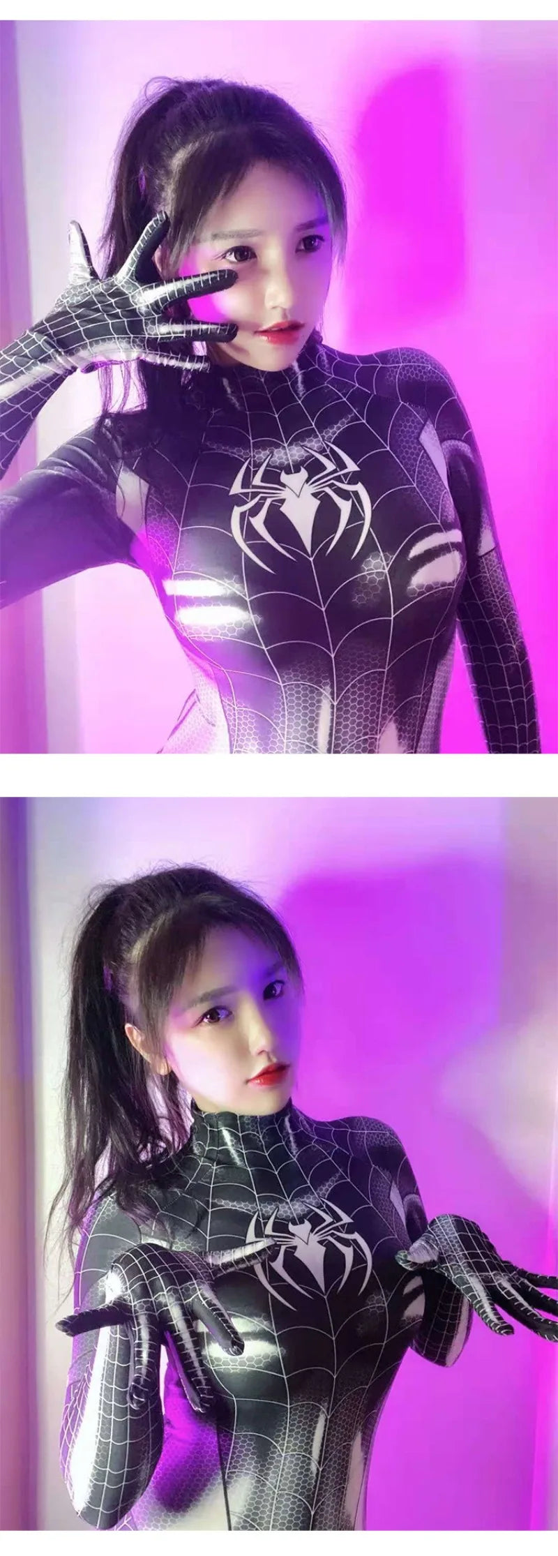 Movie Marvel Spiderman Cosplay Costume Women Superhero Spider Venom Cos Jumpsuits Sexy Bodsuit Halloween Carnival Party Outfits - Seprincess