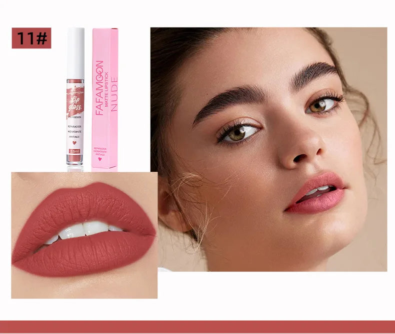 12 Color Sexy Long Lasting Velvet Matte Lip Gloss Liquid Lipstick Lip Makeup Women Beauty Red Nonstick Cup Waterproof Lip Gloss - Seprincess