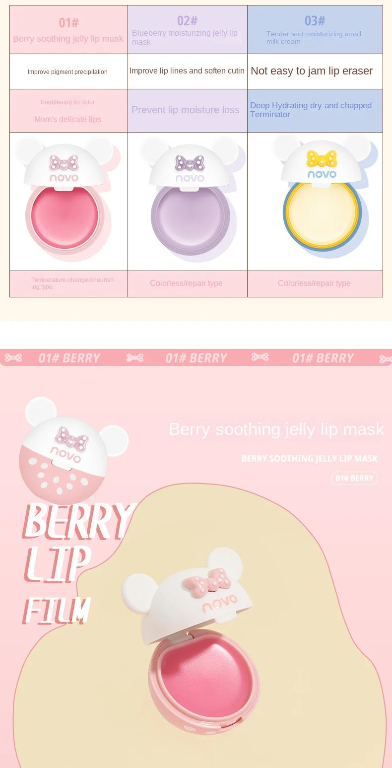 NOVO Cute Lip Balm Hydrating Moisturizing Lipstick Long-lasting Natural Plant Anti-Cracking Lip Care Petroleum Jelly Lip Gloss - Seprincess