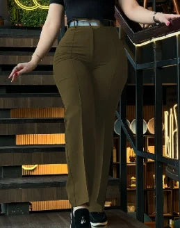 Ogilvy Mather Solid Elegant Female Lady Women's Legs Pants Palazzo Flared Wide Killer High Waist OL Ladies Career Long Trousers