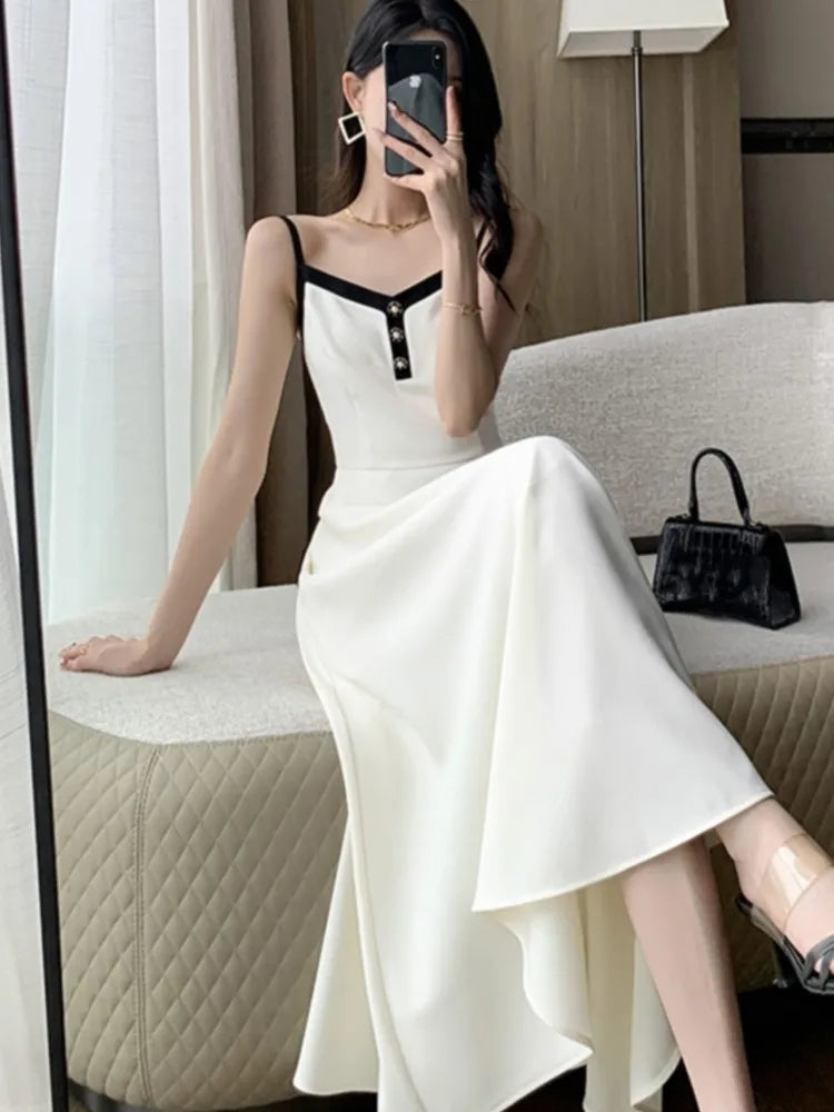 Elegant 2-Piece Dress Set for Lady Short Coat A-Line Midi Camisole Dresses Slim Korean Fashion Female Suit Spring Autumn New - Seprincess