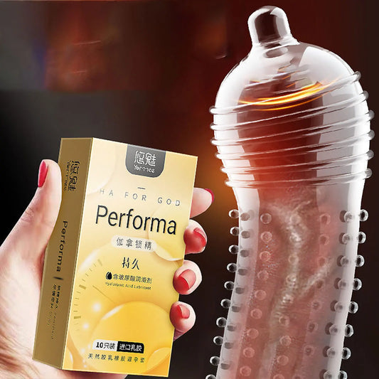 Fama latex condom for men delay ejaculation sex toy ultra thin Spike dotted penis sleeve cock Lubricated Condoms adults 18+ - Seprincess