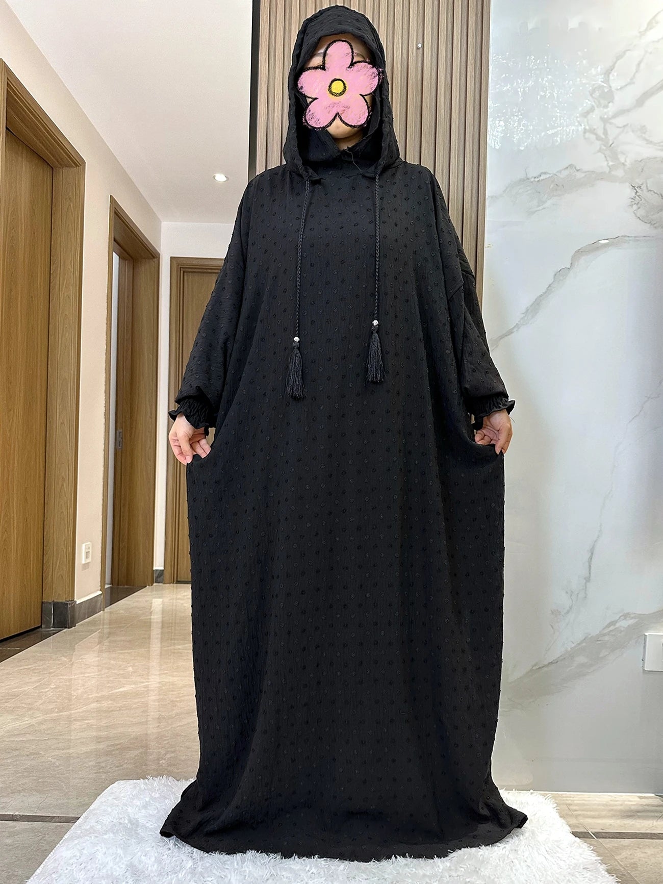 New Ramadan Muslim Two Hats Abaya Dubai Turkey Islam Prayer Clothes Solid Cotton Fabric Dresses Islam Women Dress Kaftan - Seprincess